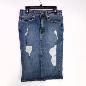 Good American Denim Pencil Skirt Size 6 Distress Stretch High Waist